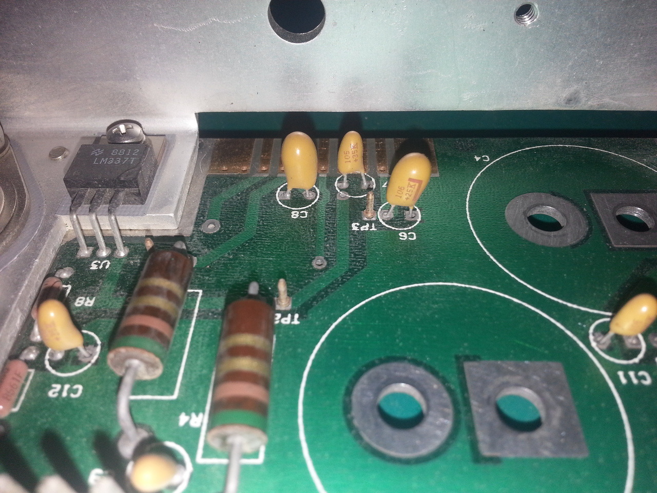 Tantalum capacitors on the PSU board
