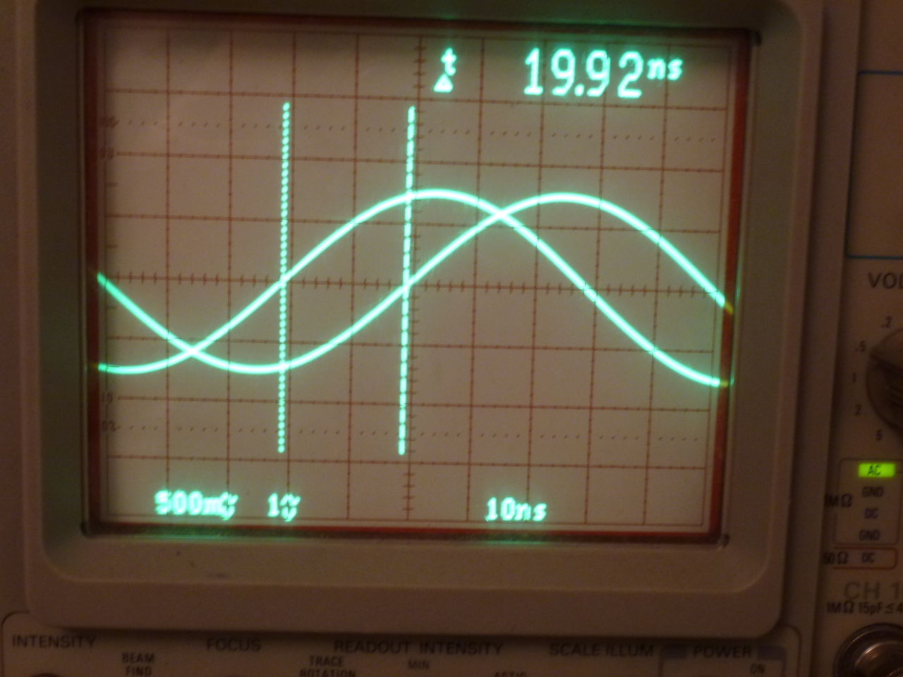 The Extron Video Distribution Amplifier dephasing at 10MHz.