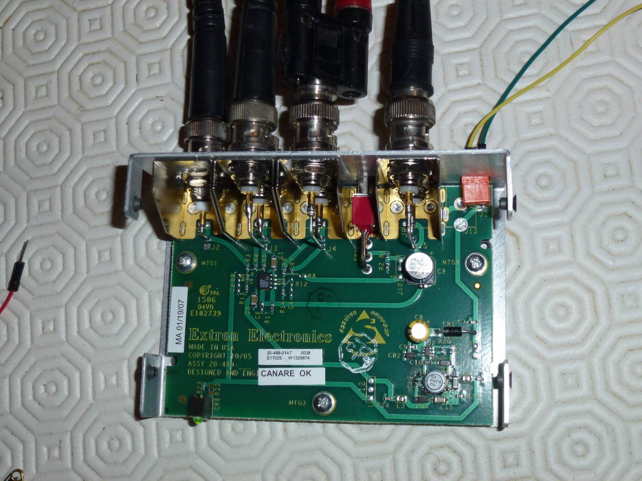 The Extron Video Distribution Amplifier fixed with a new inductor for its small DC-DC converter.