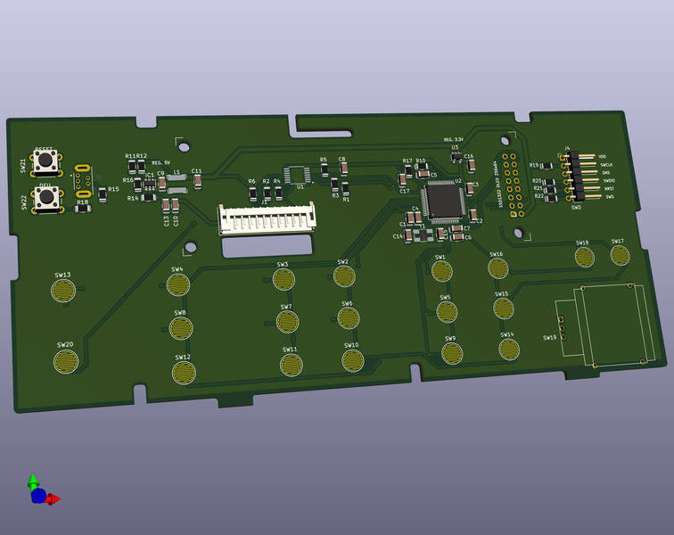 3D view of the PCB for a replacement front panel for the HP 34970A