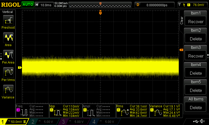 Noise level of the LPD422FM connected to the ZPB30A1 - 20V/0.5A