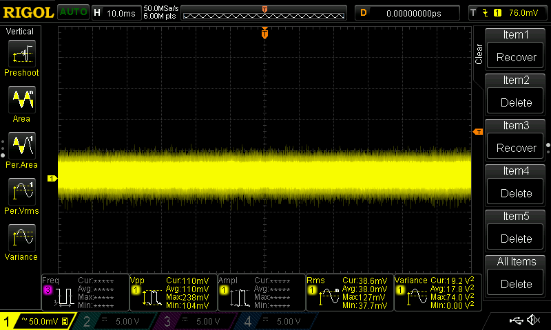 Noise level of the LPD422FM connected to the ZPB30A1 - 20V/1A