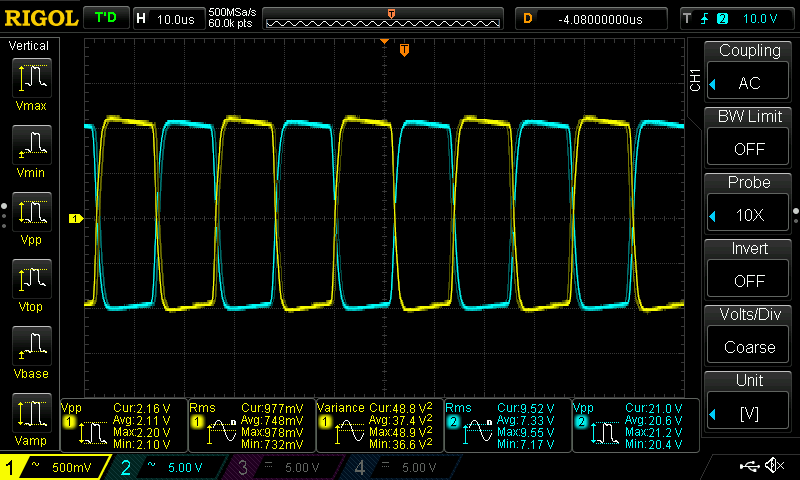 Measuring the turn-ratios of the T1050 transformer.