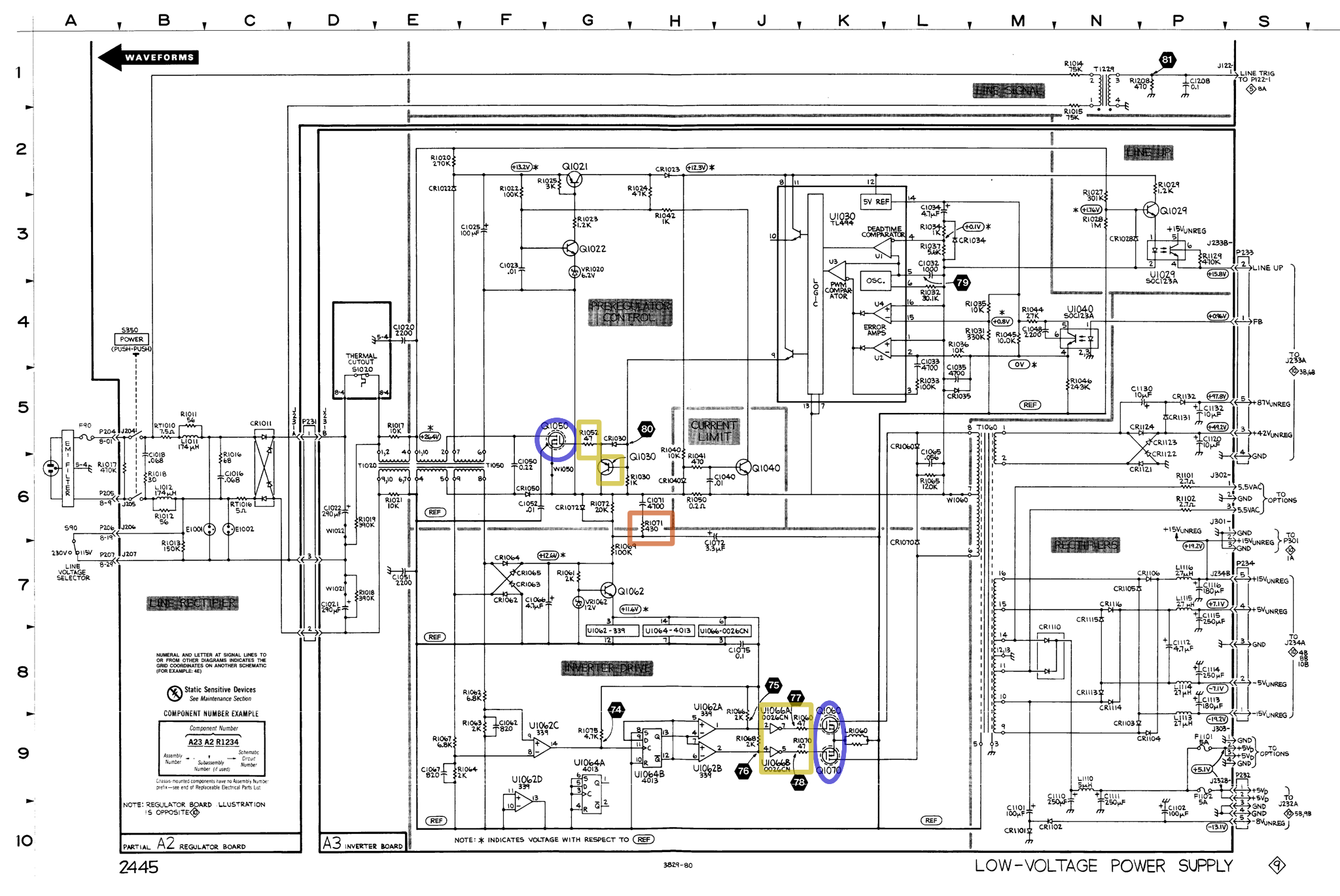 Schematic of the preregulator of teh Tek2445